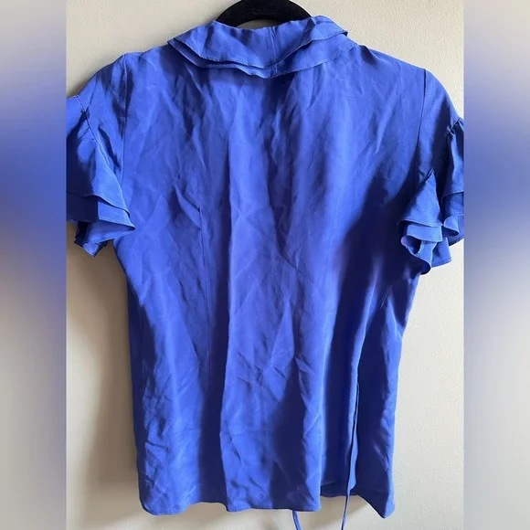 Tucker Silk Short Sleeve Wrap Blouse Small - Picture 5 of 5